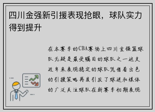 四川金强新引援表现抢眼，球队实力得到提升